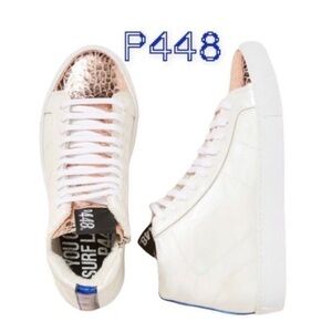 P448 star 2.0 Metallic Blue Rose Gold High-top Leather Sneakers Tennis Shoes NEW